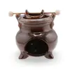 Vas aromaterapie din ceramica cu model ceaun, maro inchis - 9cm, imagine 3