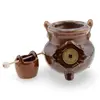 Vas aromaterapie din ceramica cu model ceaun, maro inchis - 9cm, imagine 4