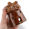 Vas aromaterapie din ceramica cu model moara, maro - 9cm, imagine 3