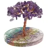 Copac Ametist chipsuri pe baza rotunda din rasina cu cristale 7 chakre, 9cm, imagine 3