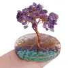 Copac Ametist chipsuri pe baza rotunda din rasina cu cristale 7 chakre, 9cm, imagine 4
