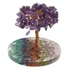Copac Ametist chipsuri pe baza rotunda din rasina cu cristale 7 chakre, 9cm