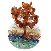 Copac Carneol chipsuri pe baza rotunda din rasina cu cristale 7 chakre, 9cm, imagine 2