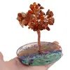 Copac Carneol chipsuri pe baza rotunda din rasina cu cristale 7 chakre, 9cm, imagine 4