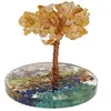 Copac Citrin chipsuri pe baza rotunda din rasina cu cristale 7 chakre, 9cm, imagine 3