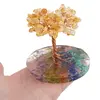 Copac Citrin chipsuri pe baza rotunda din rasina cu cristale 7 chakre, 9cm, imagine 4
