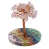 Copac Cuart roz chipsuri pe baza rotunda din rasina cu cristale 7 chakre, 9cm, imagine 3