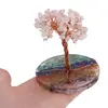 Copac Cuart roz chipsuri pe baza rotunda din rasina cu cristale 7 chakre, 9cm, imagine 4
