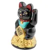 Pisica norocoasa Maneki Neko neagra pe pepite - 12cm, imagine 3