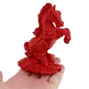 Statueta Feng Shui Cal rosu pe suport cu pepita - 9cm, imagine 4