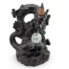 Suport ardere conuri parfumate cascada - backflow, Dragon cu sfera cu led