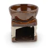 Vas aromaterapie din ceramica maro model Elefant mat crem - 9,5cm, imagine 2