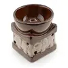 Vas aromaterapie din ceramica maro model Elefant mat crem - 9,5cm, imagine 3