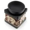 Vas aromaterapie din ceramica mat negru model Elefant maro - 9,5cm, imagine 3