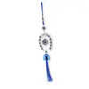 Clopotei de vant, 1 ramura si potcoava cu ochi protector, albastru - 30cm