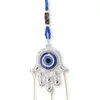 Clopotei de vant, 2 ramuri si Hamsa, albastru - 30cm, imagine 2