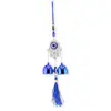 Clopotei de vant, 2 ramuri si Hamsa, albastru - 30cm