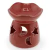 Vas aromaterapie din ceramica model celest cu baza rotunda, rosu - 7,5cm