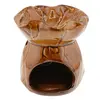 Vas aromaterapie din ceramica model frunza, maro - 8,5cm, imagine 2