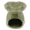 Vas aromaterapie din ceramica model frunza, verde inchis - 8,5cm, imagine 2