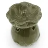Vas aromaterapie din ceramica model frunza, verde inchis - 8,5cm, imagine 3
