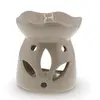 Vas aromaterapie din ceramica model petale cu baza rotunda, bej - 7,5cm