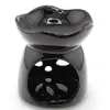 Vas aromaterapie din ceramica model petale cu baza rotunda, negru - 7,5cm, imagine 2
