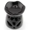 Vas aromaterapie din ceramica model petale cu baza rotunda, negru - 7,5cm, imagine 3