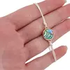 Bratara reglabila cu snur alb si scoica abalone in montura rotunda, 6mm, imagine 3