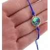 Bratara reglabila cu snur albastru si scoica abalone in montura rotunda, 6mm, imagine 3