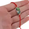 Bratara reglabila cu snur rosu si scoica abalone in montura ovala, 17mm, imagine 3