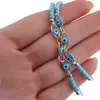 Bratara reglabila cu snur si trei Ochi protectori, bleu, imagine 2