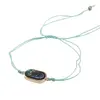 Bratara reglabila cu snur turcoaz si scoica abalone in montura ovala, 17mm, imagine 2