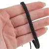 Bratara reglabila din piele artificiala impletita, negru, imagine 3