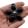 Brosa floare cu onix negru 48mm, imagine 5