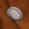 Brosa ovala cu Cuart roz, 47mm, imagine 3