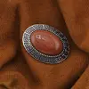 Brosa ovala cu Goldstone maro, 47mm, imagine 3