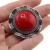 Brosa rotunda cu Coral rosu, 45mm, imagine 4