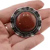 Brosa rotunda cu Goldstone maro, 45mm, imagine 4
