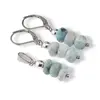 Set cercei cu agatatoare si pandantiv Larimar discuri fatetate, 7-8mm