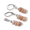 Set cercei cu agatatoare si pandantiv Opal roz discuri fatetate, 7-8mm