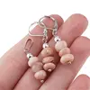 Set cercei cu agatatoare si pandantiv Opal roz discuri fatetate, 7-8mm, imagine 4