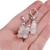 Set cercei cu agatatoare si pandantiv Piatra Lunii alba discuri fatetate, 7-8mm, imagine 4