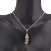 Set cercei cu agatatoare si pandantiv Piatra Lunii maro discuri fatetate, 7-8mm, imagine 3