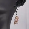 Set cercei cu agatatoare si pandantiv Piatra Lunii maro discuri fatetate, 7-8mm, imagine 2