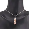 Set cercei cu agatatoare si pandantiv Piatra Lunii piersica discuri fatetate, 7mm, imagine 3