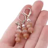 Set cercei cu agatatoare si pandantiv Piatra Lunii piersica discuri fatetate, 7mm, imagine 4