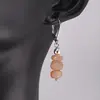 Set cercei cu agatatoare si pandantiv Piatra Lunii piersica discuri fatetate, 7mm, imagine 2