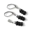 Set cercei cu agatatoare si pandantiv Turmalina neagra discuri fatetate, 5mm