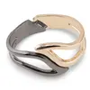 Bratara lata din metal auriu si negru, model perforat, imagine 2